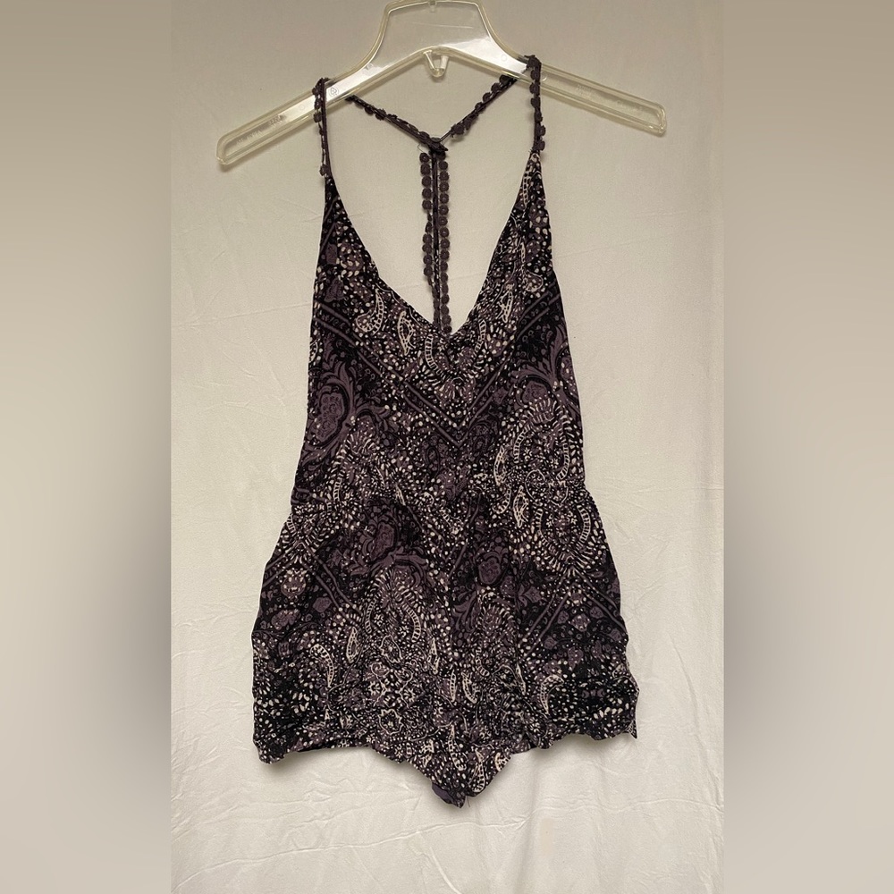 Ecote by Urban Outfitters Purple Patterned Romper